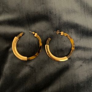 Gold Plated Tortoiseshell Hoop Earrings